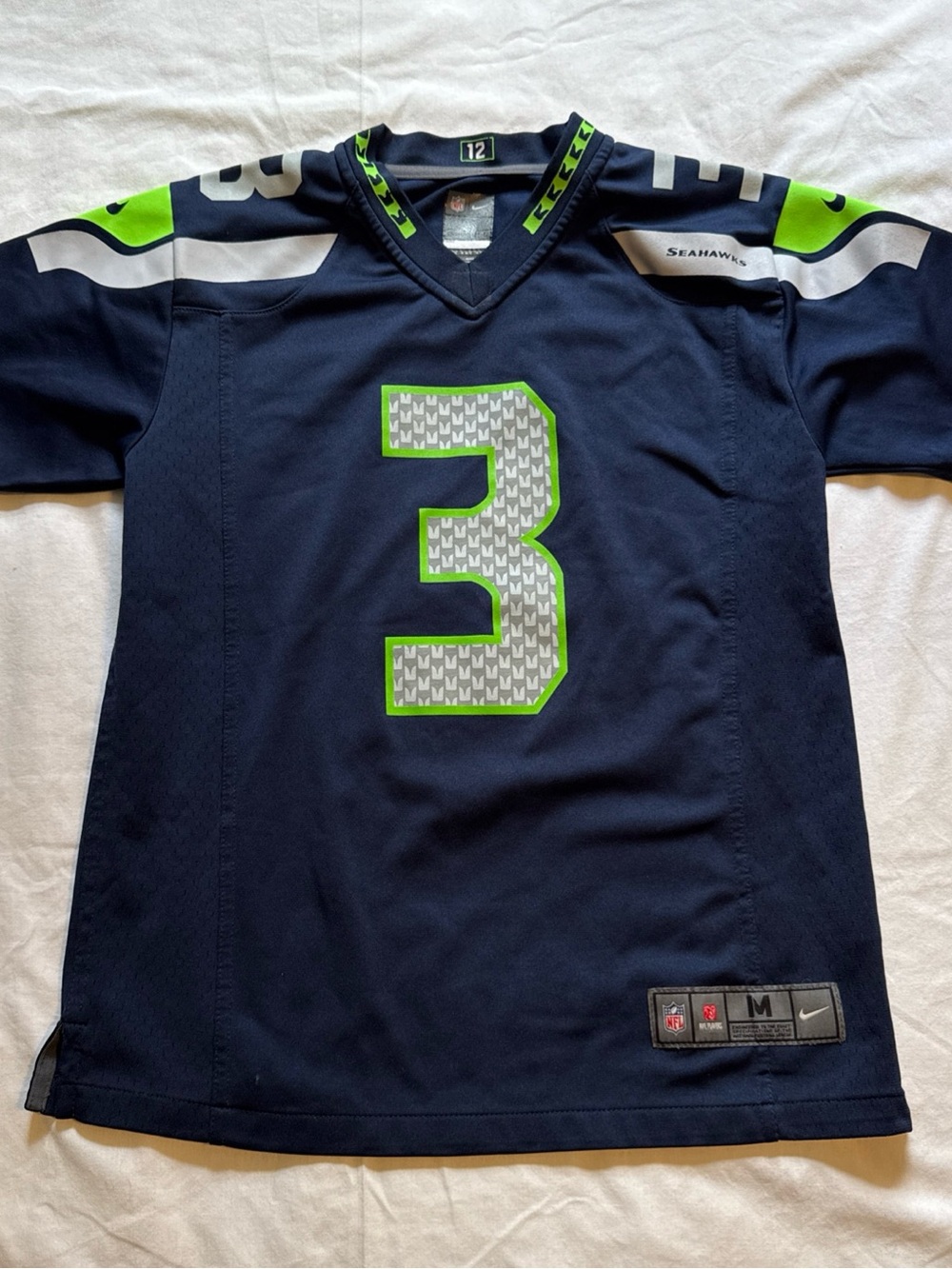 NFL Kids Navy & Neon Green Seahawks #3 Jersey